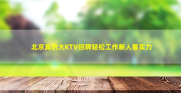 北京真的大KTV招聘轻松工作新人看实力